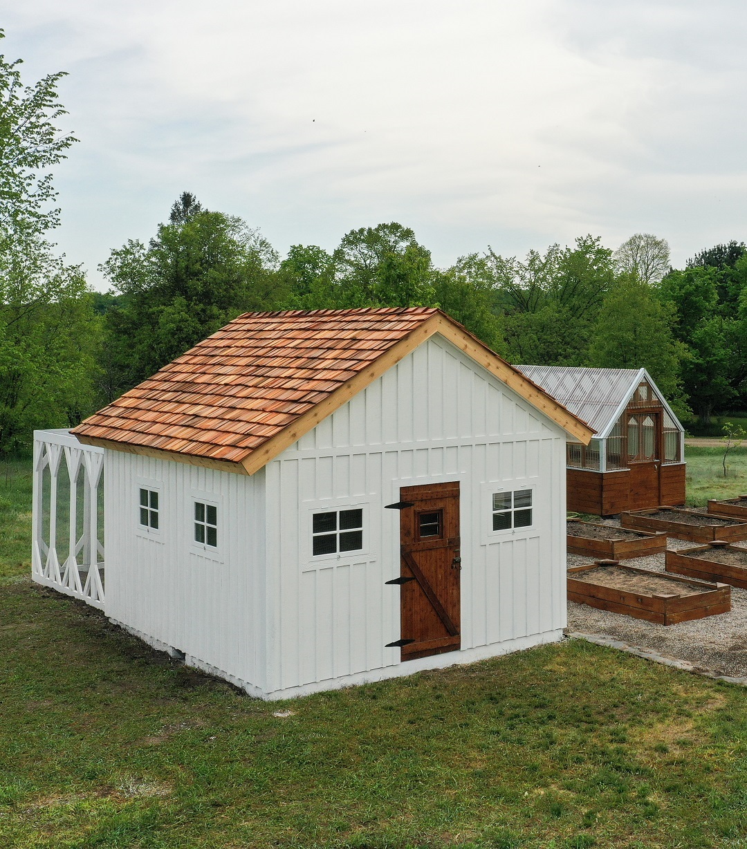 Completed chicken coop shed