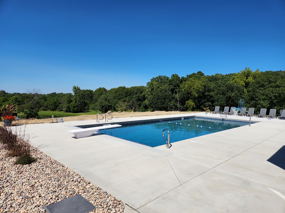Joel's landscaped backyard with a brand new pool