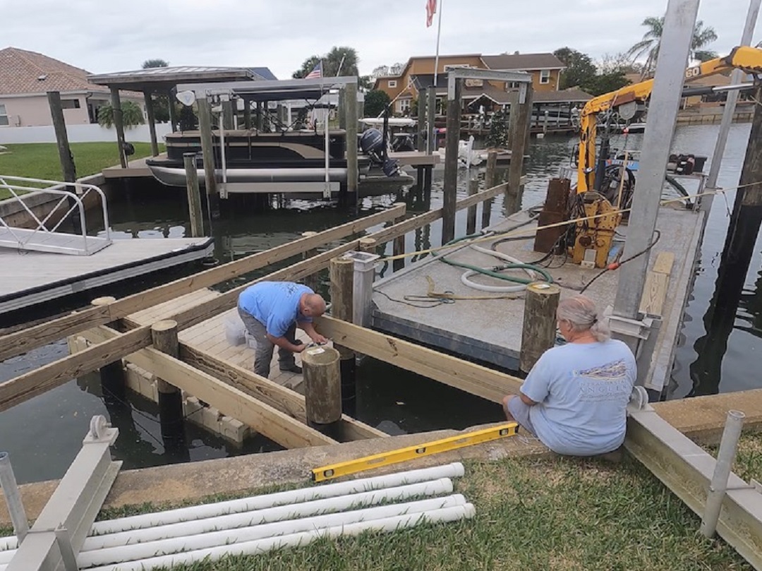 Laying down the joices for the new dock