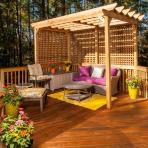 Deck with a latticed pergola. Photo courtesy of Steven Paul Whitsitt