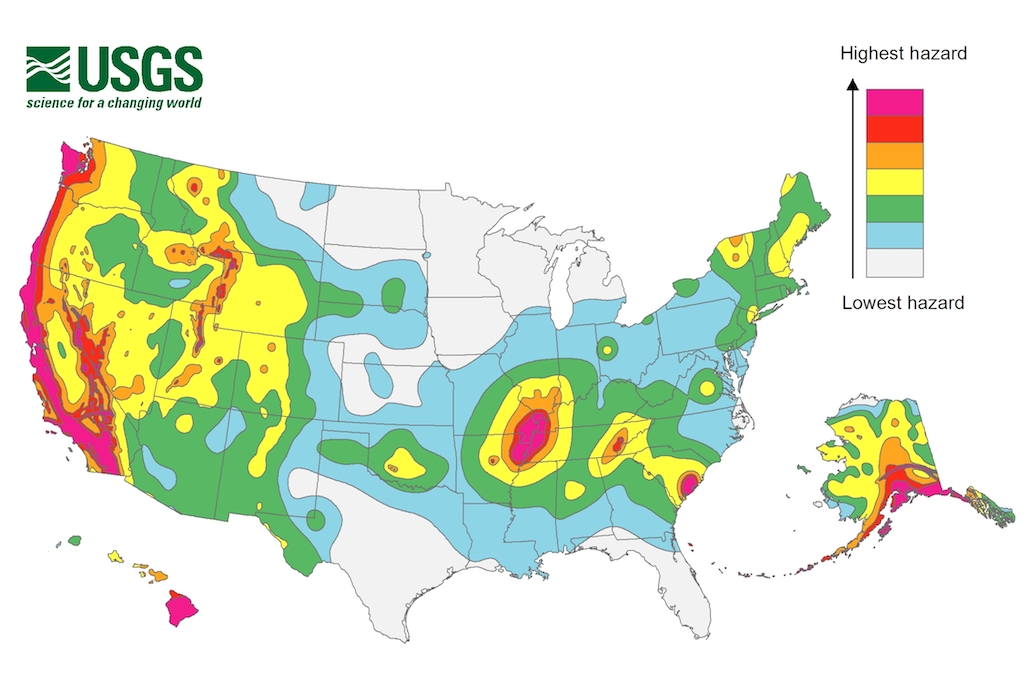 earthquake zones hazard map