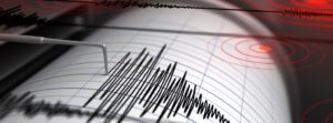 Seismograph with paper in action and earthquake - 3D Rendering