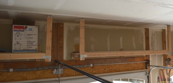 Diy How To Build Suspended Garage Shelves Building Strong - Overhead Garage Storage Diy Plans