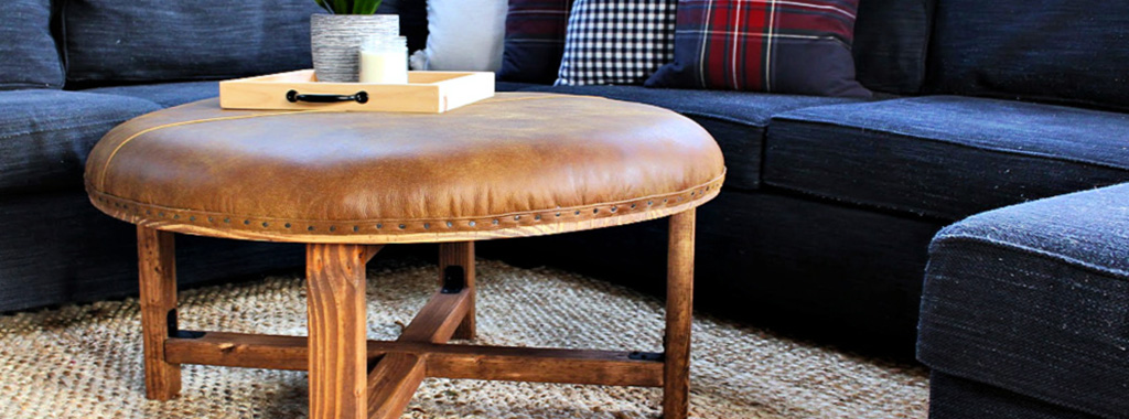 Diy How To Build A Leather Ottoman, Round Coffee Table Leather Ottoman