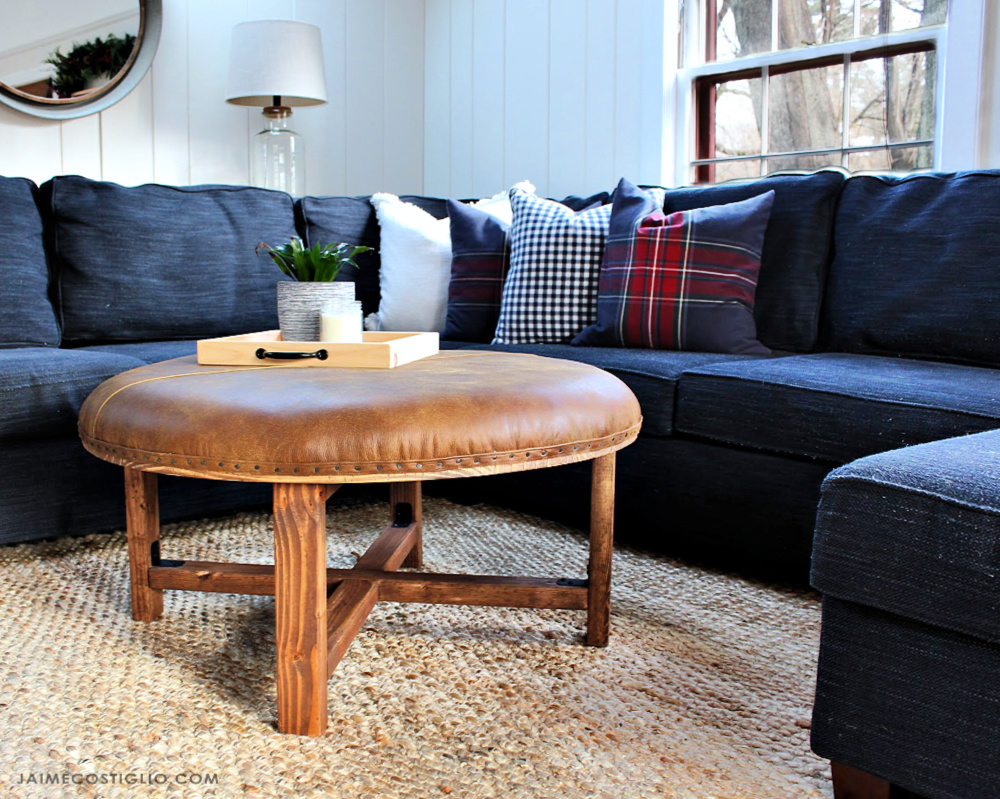 Diy How To Build A Leather Ottoman, Leather Coffee Table Ottoman Round