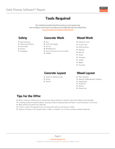 Deck Planner Page Six: Deck Tools