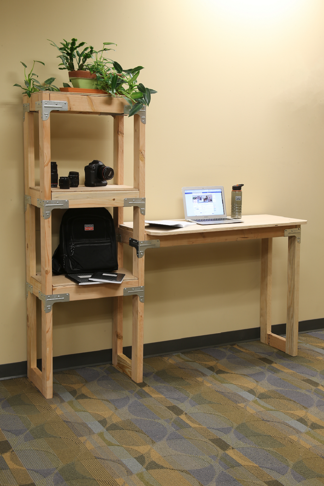 Standing Desk With Shelving Unit, Office Desk With Bookcase And Shelving Unit