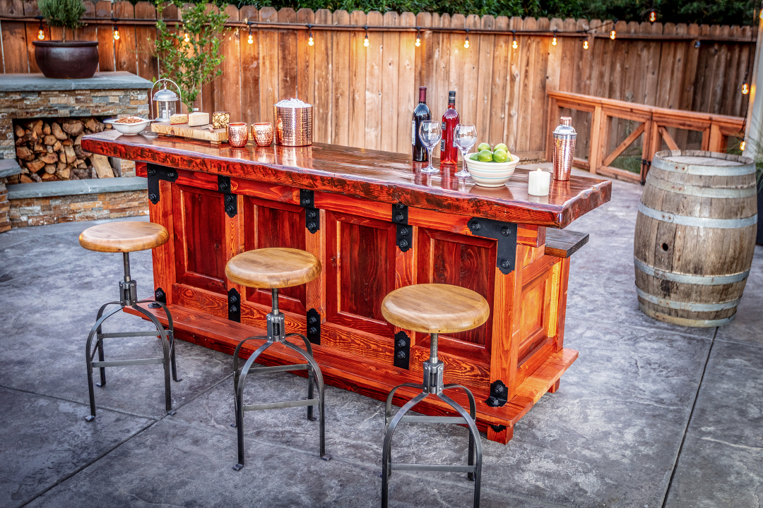 Outdoor Accents Mission-DIY Rustic Bar With Stools