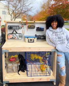 Yamilec with her custom fishing station workbench