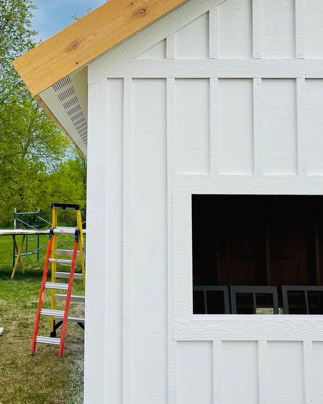 Painted chicken coop shed