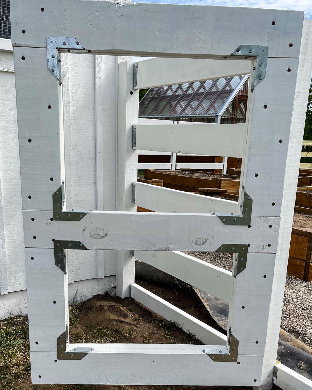 Simpson Strong-Tie Rigid Tie® angles on the inside corners of the gates