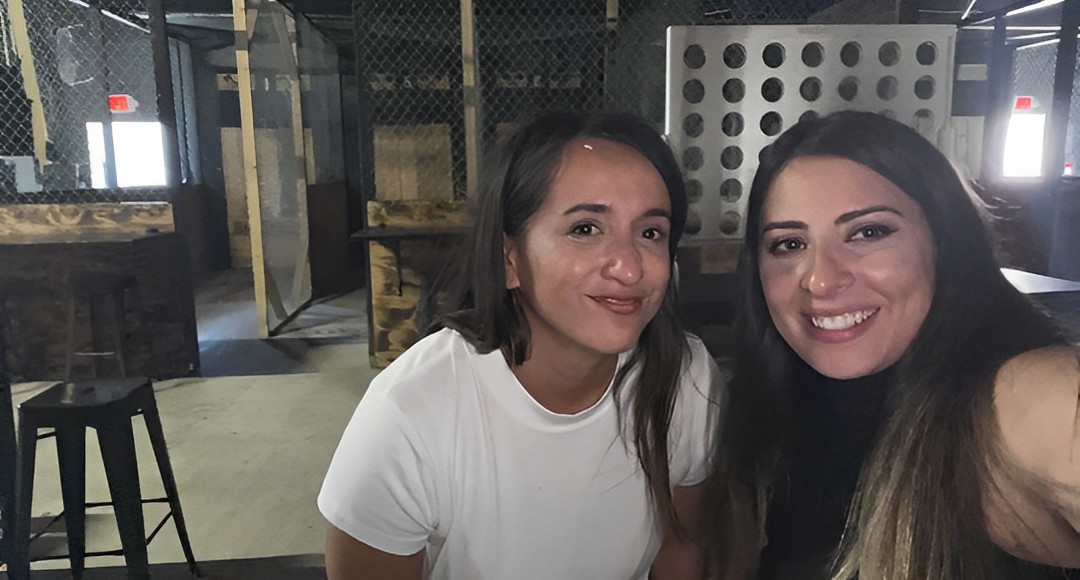 Amparo (L) and Maria (R) at a Finance Team Outing