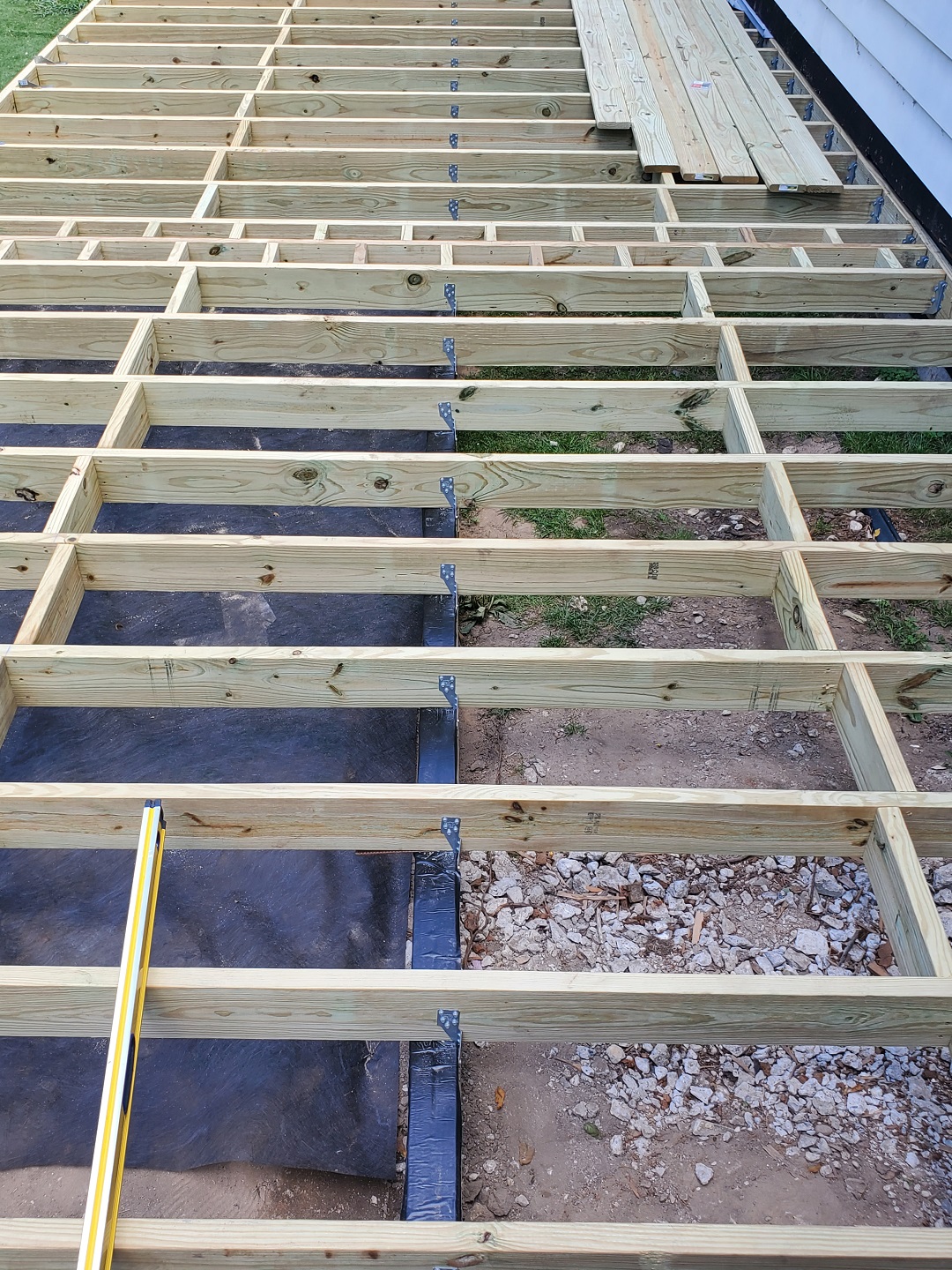 Deck joists exposed
