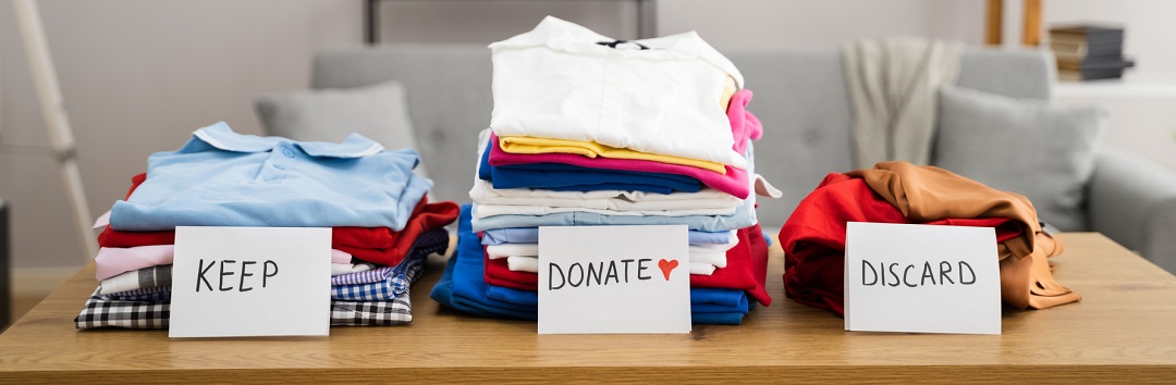 Declutter Clothes Wardrobe. Keep And Donate 