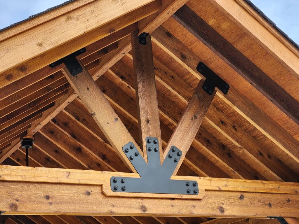 Outdoor Accents Gable Plate on Joel's pergola