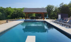 Joel's newly built pavilion from across the pool