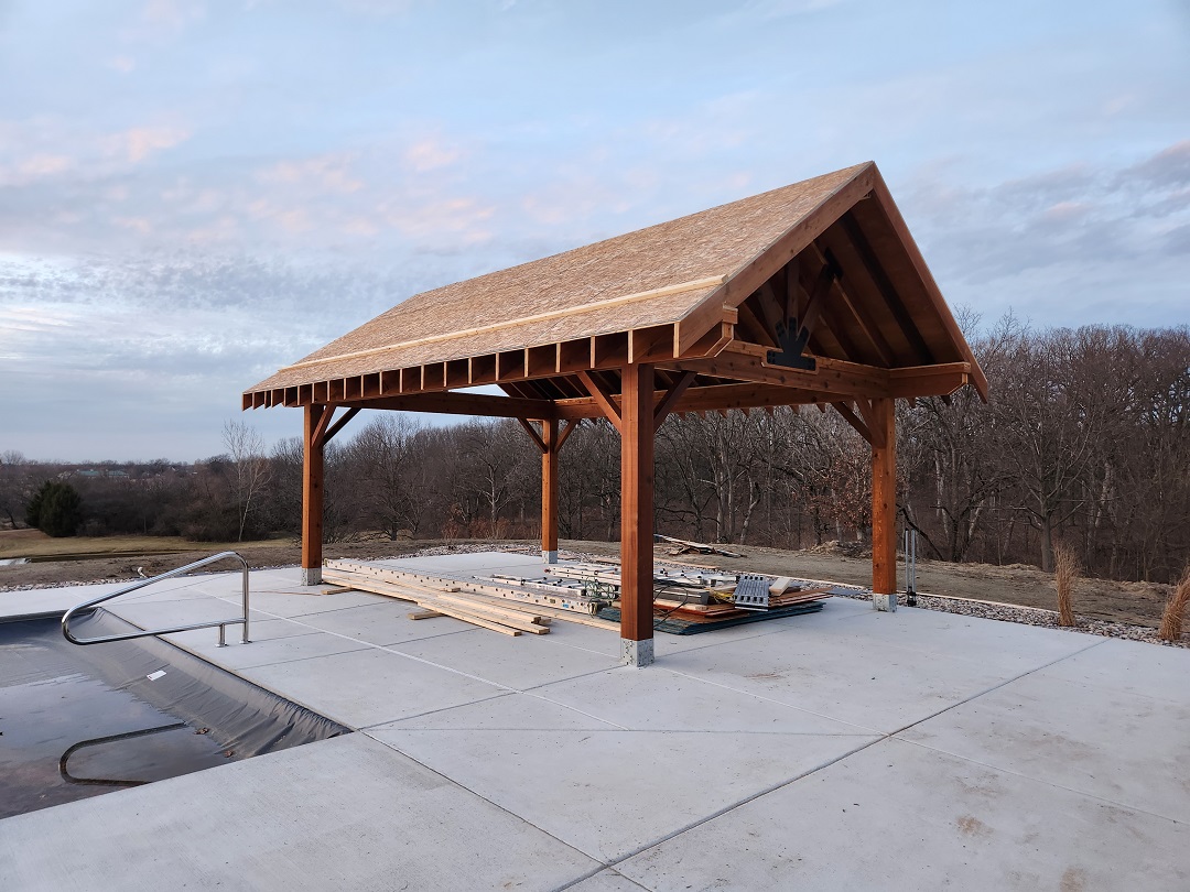 Pavilion structure in progress,
