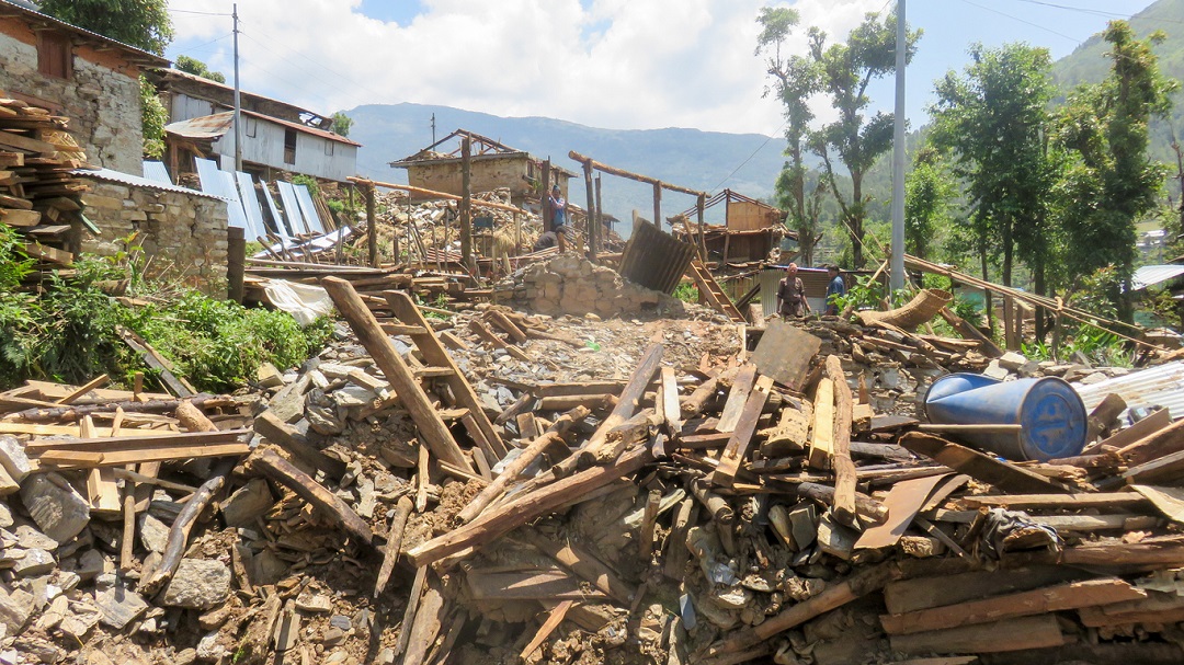 A destroyed house from the Nepal earthquake.