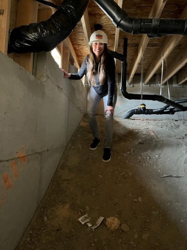 Tina walking a jobsite