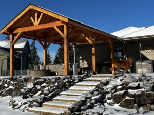 Completed timber frame pergola build