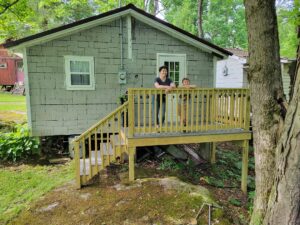 Completed deck on the cabin