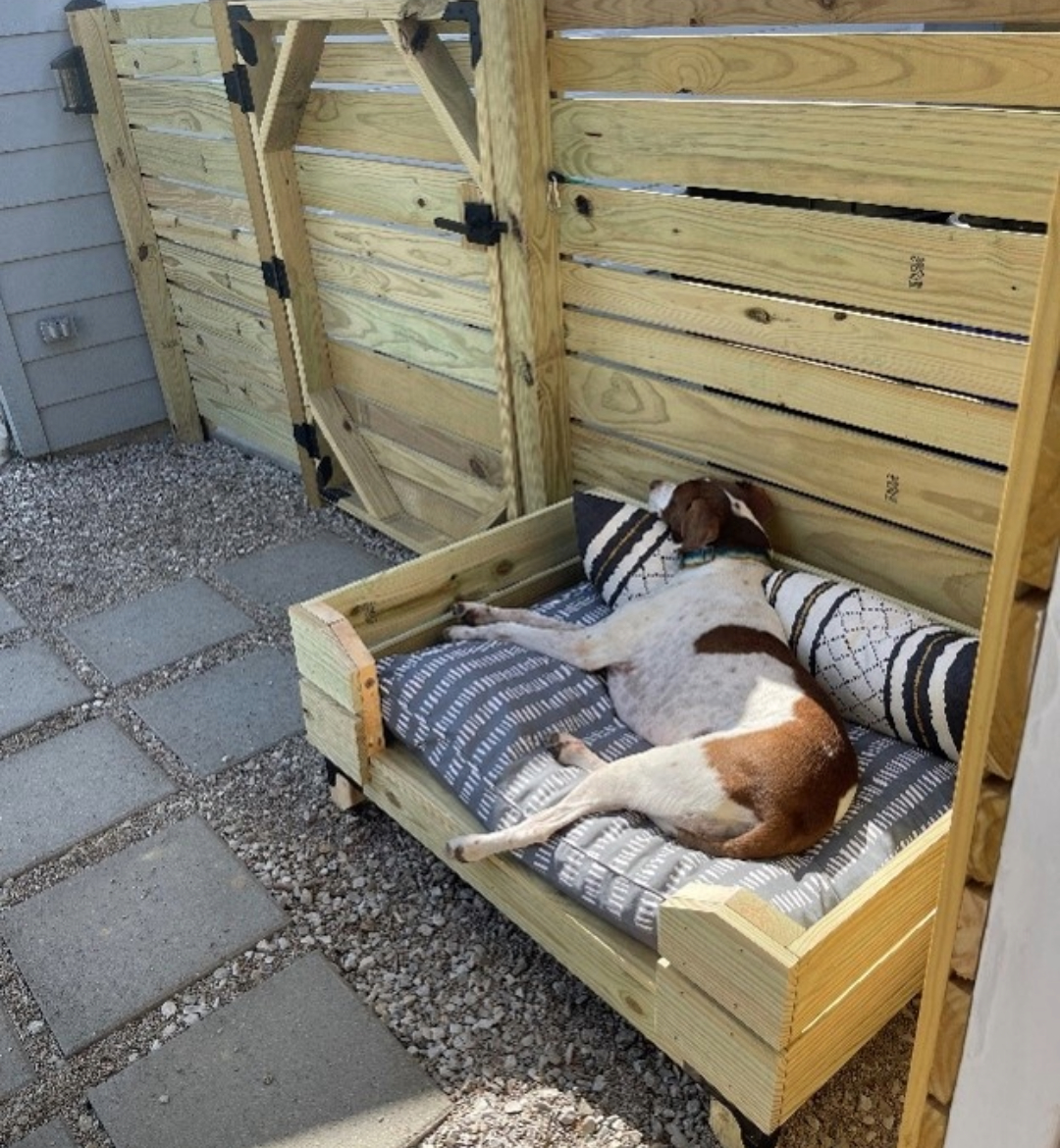 Dog Day Bed with leftover project materials