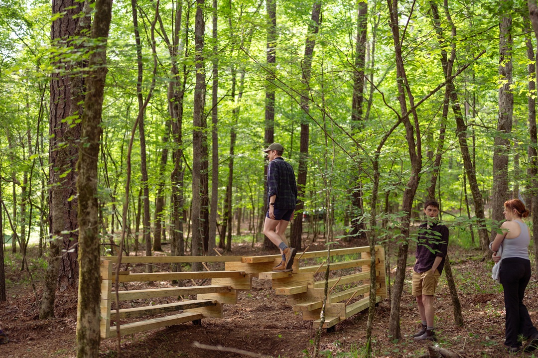Students immersed in the woods for StickBuilt ‘25, gaining hands-on experience in sustainable timber design and construction.© C.W. Newell Photography