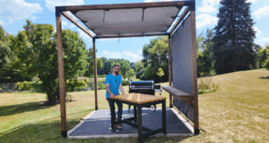 Adding the table to pergola