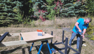 Adding the caster wheels to the table