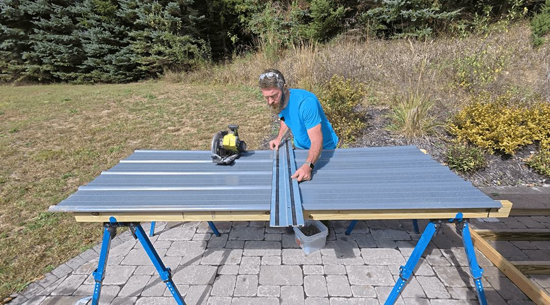 Measuring out the metal roof