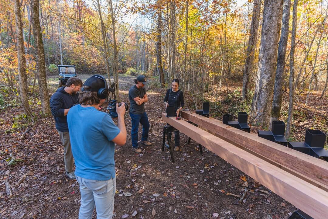 Jen Woodhouse and John King building a Sage System Pergola
