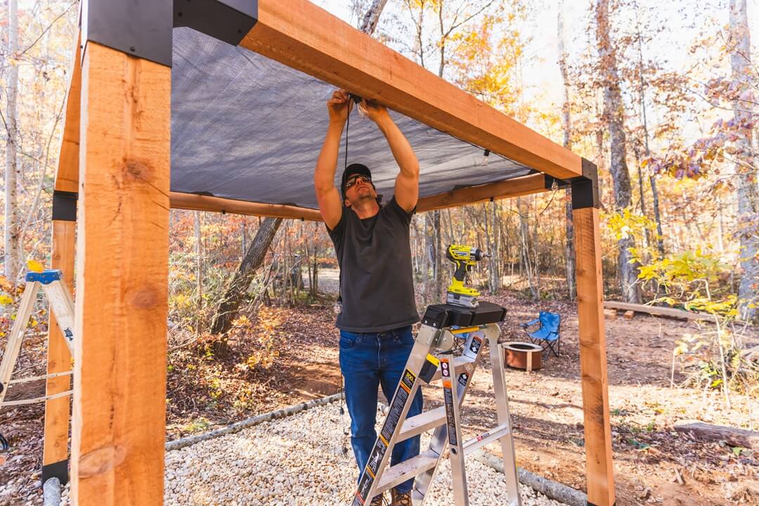 John King installing the sunshade